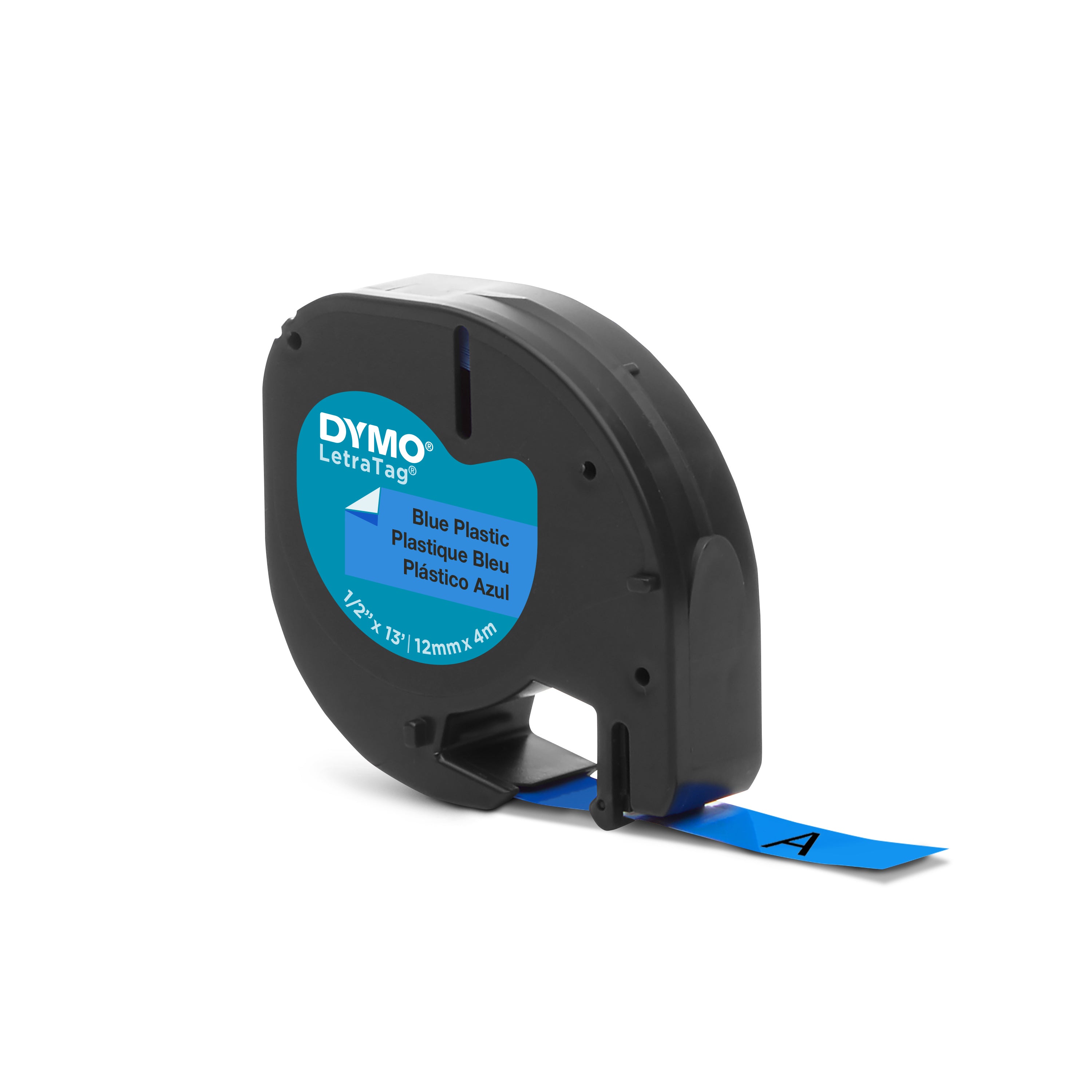 Ruban plastique dymo noir/bleu 12MM pour letratag