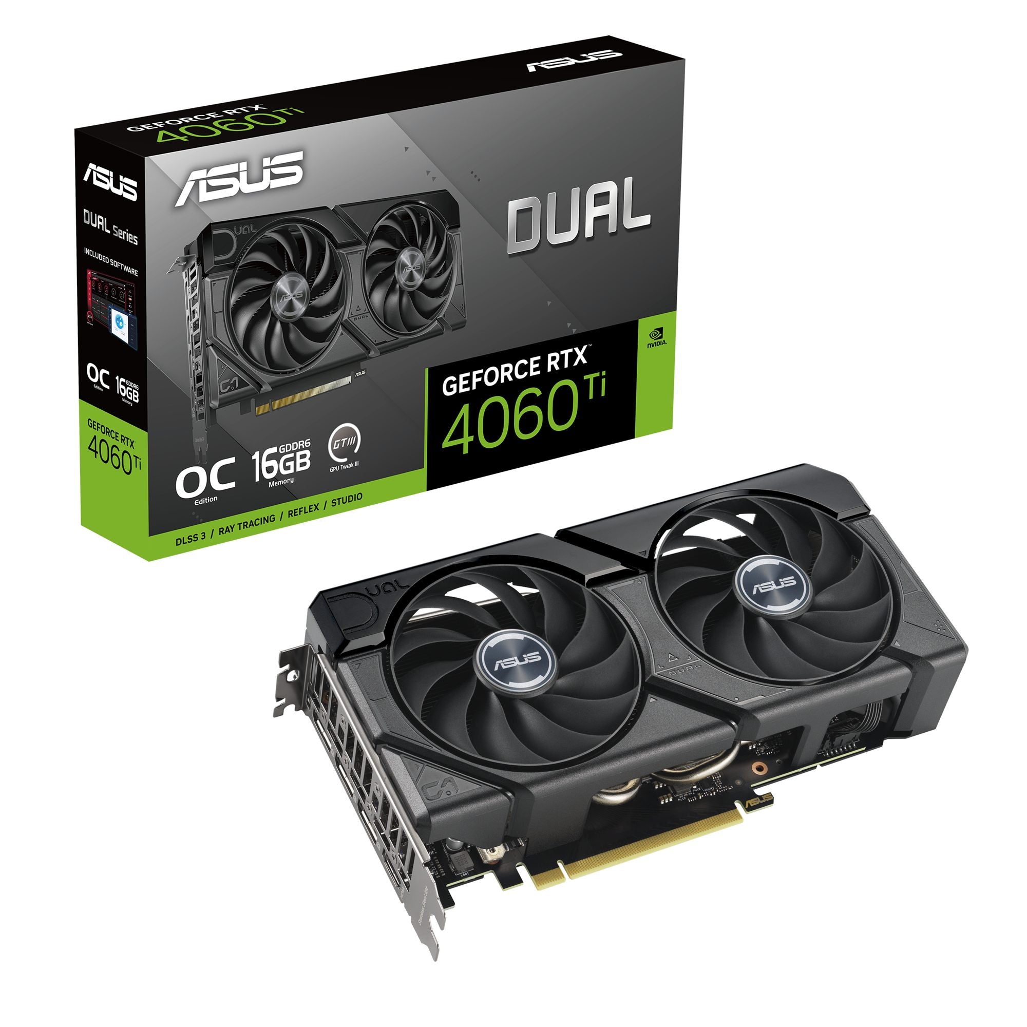 ASUS Dual GeForce RTX 4060 Ti EVO OC Edition 16Go GDDR6 PCIe 4.0 8GB GDDR6 DLSS 3 HDMI 2.1a DisplayPort 1.4a