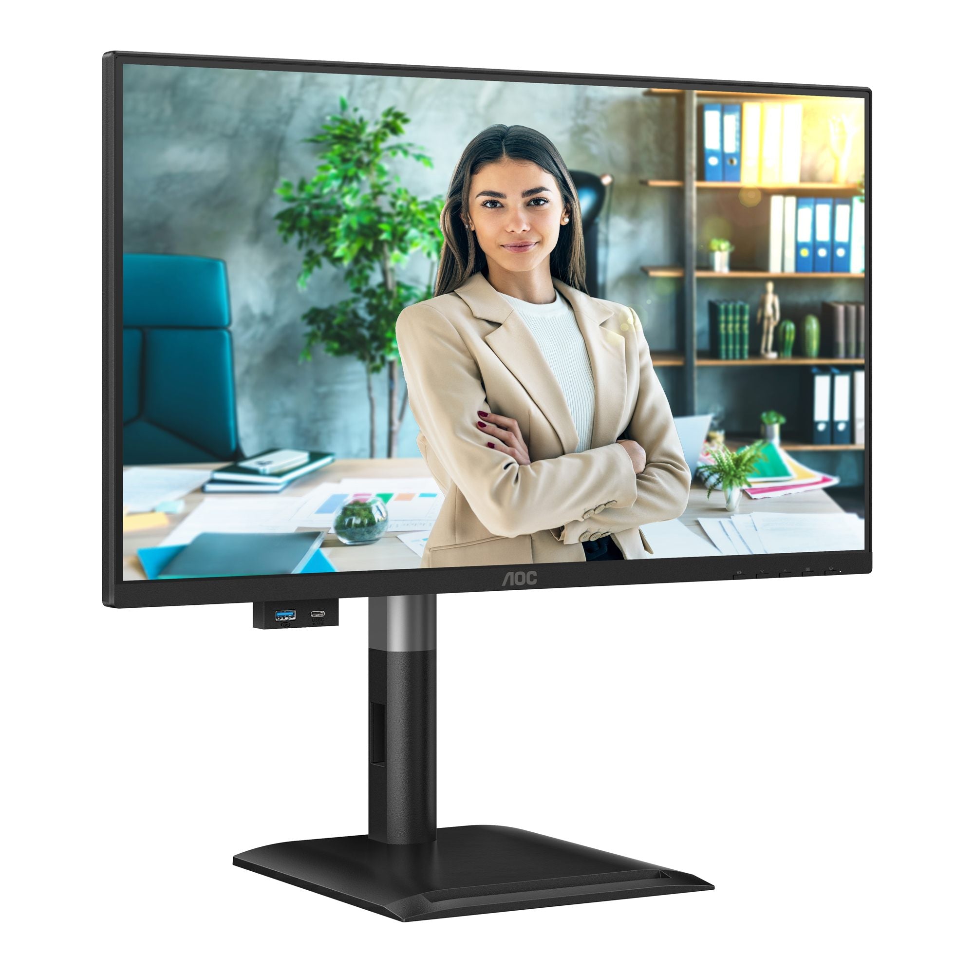 AOC 24P4CV 23.8p IPS FHD 120Hz 4ms HDMI DP USB C PD96W HUB USB Speakers HAS 150mm
