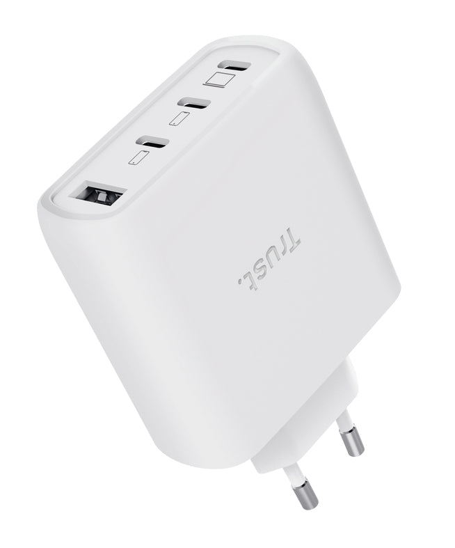 TRUST Chargeur MAXO USB 65 watts GAN 4 ports 3 USB-C + 1 USB-A + câble blanc