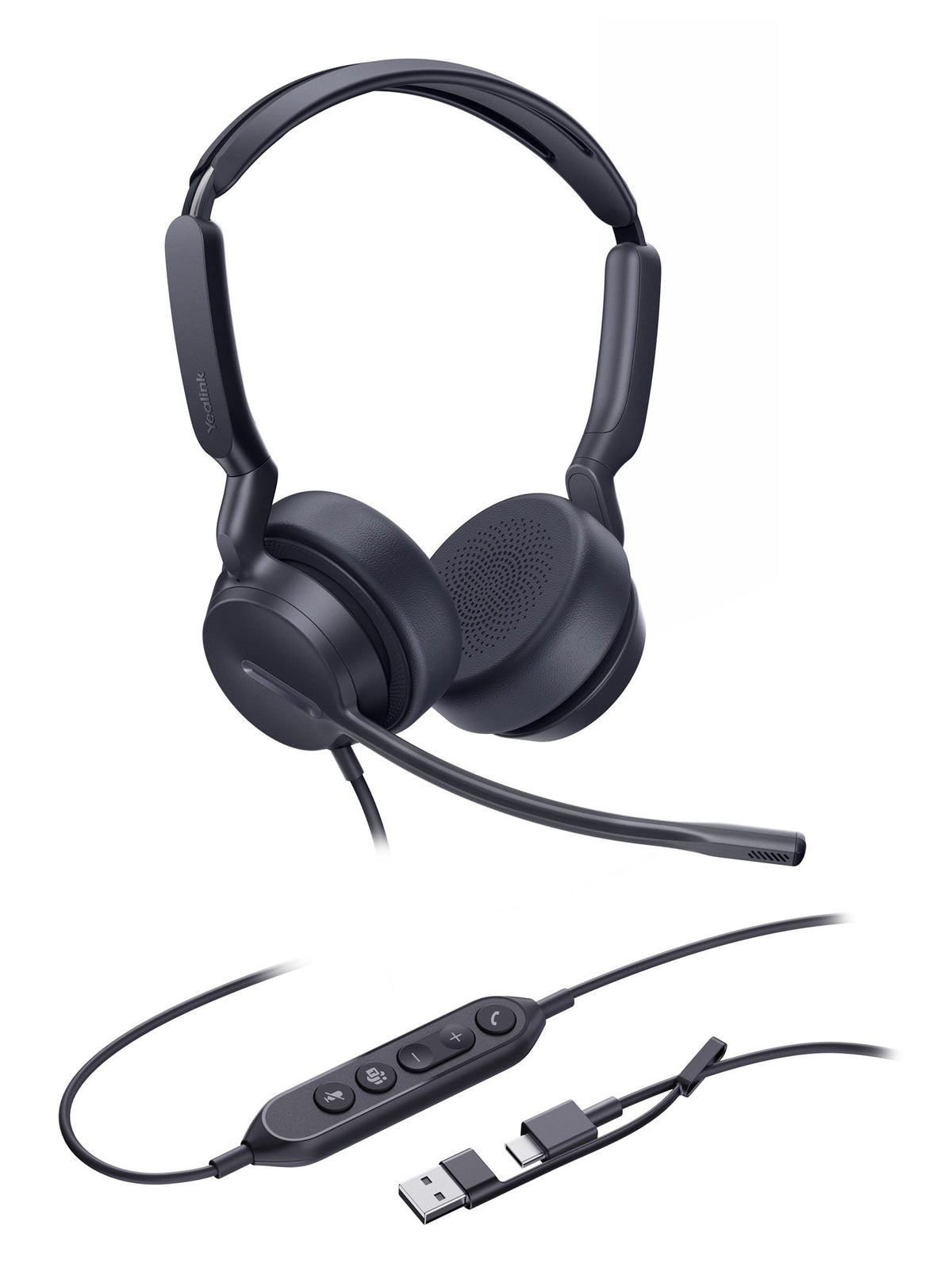 Yealink UH42 Dual Teams USB-C/A Avec fil Arceau Bureau/Centre d'appels USB Type-C / USB Type-A Noir