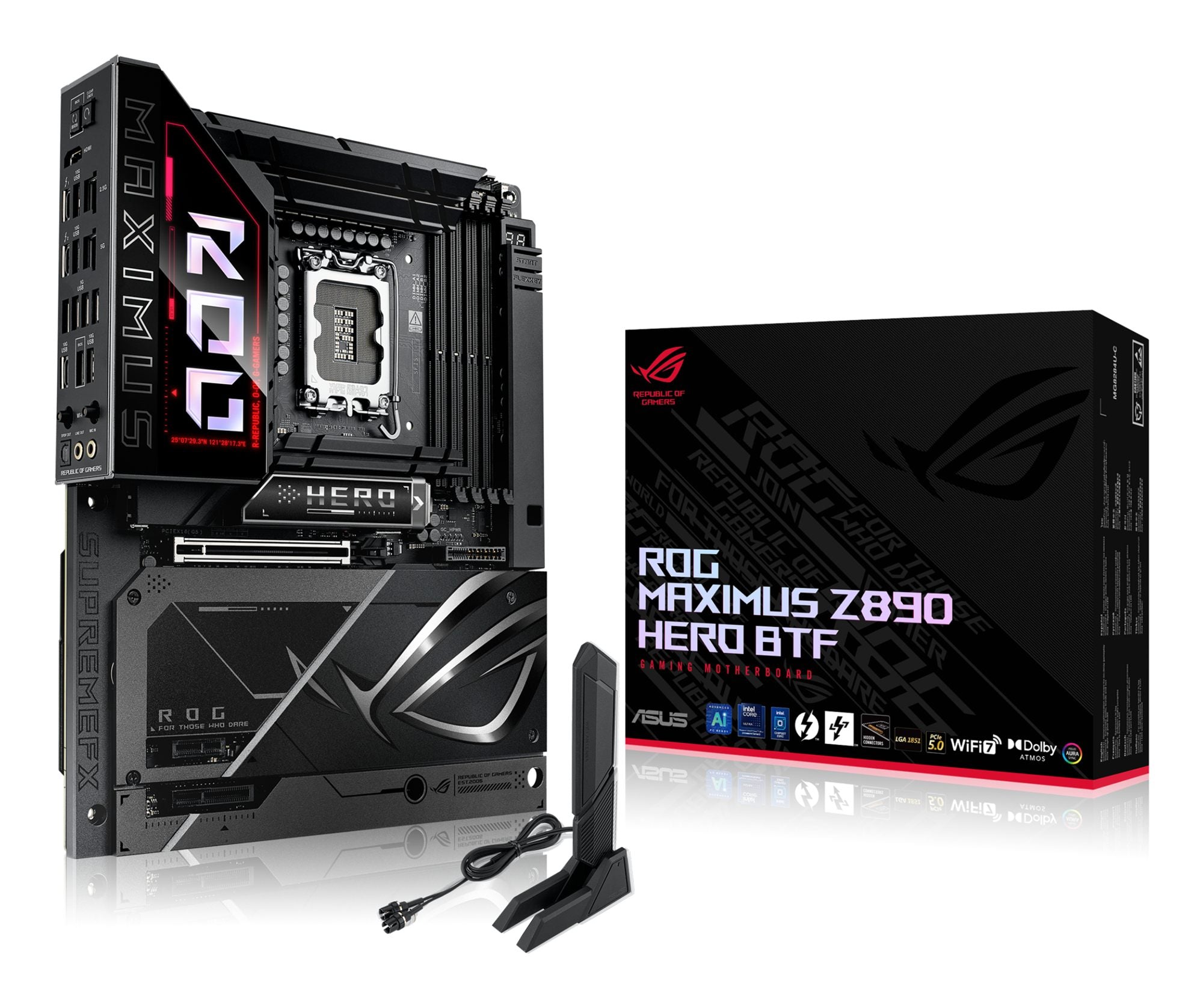 ASUS ROG MAXIMUS Z890 HERO BTF LGA 1851 DDR5 ATX motherboard 1xHDMI 2xThunderbolt 6xM.2 4xSATA