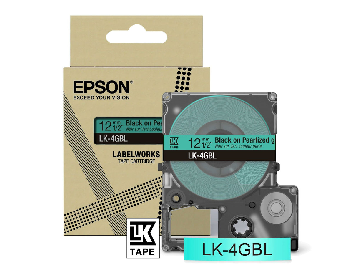 EPSON Colour Tape Pearl Green/Black 12mm 9m LK-4GBL