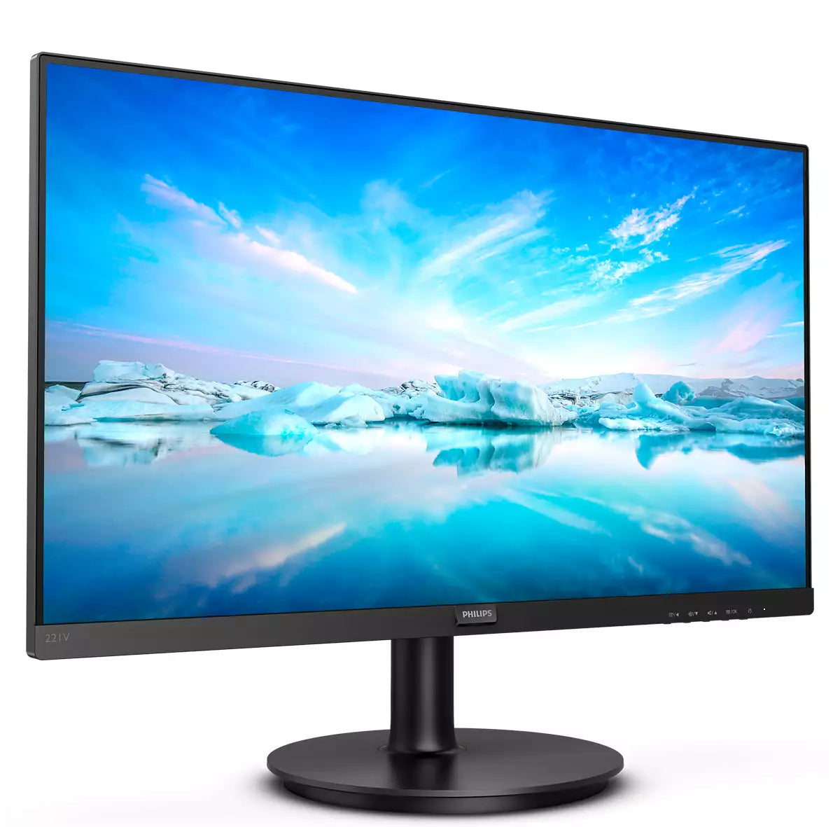 PHILIPS 221V8A/00  Écran LED - 22" - 1920 x 1080 Full HD  @ 75 Hz - VA - 200 cd/m² - 4000:1 - 4 ms - HDMI, VGA - haut-parleurs