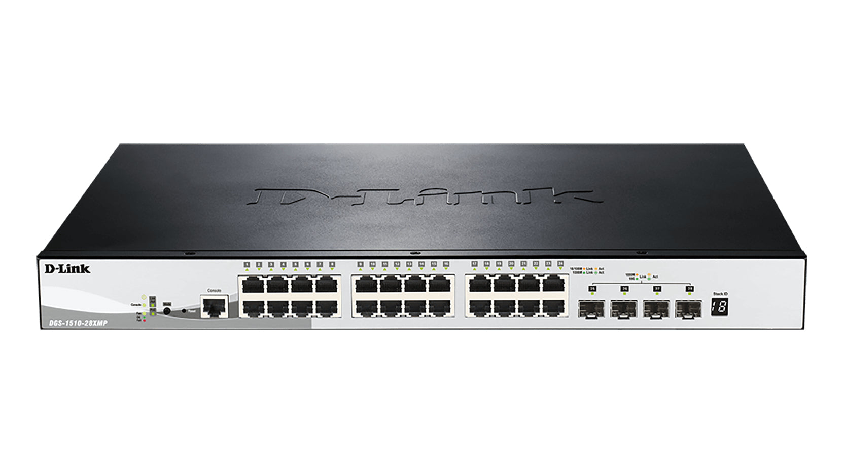 D-Link DGS-1510-28XMP commutateur réseau Géré L2/L3 Gigabit Ethernet (10/100/1000) Connexion Ethernet, supportant l'alimentation via ce port (PoE) Noir, Gris