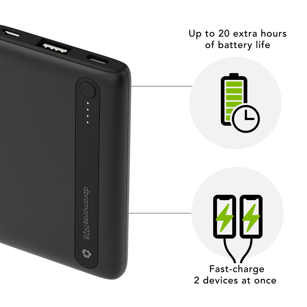 re-charge Power Bank 5.000mAh Black