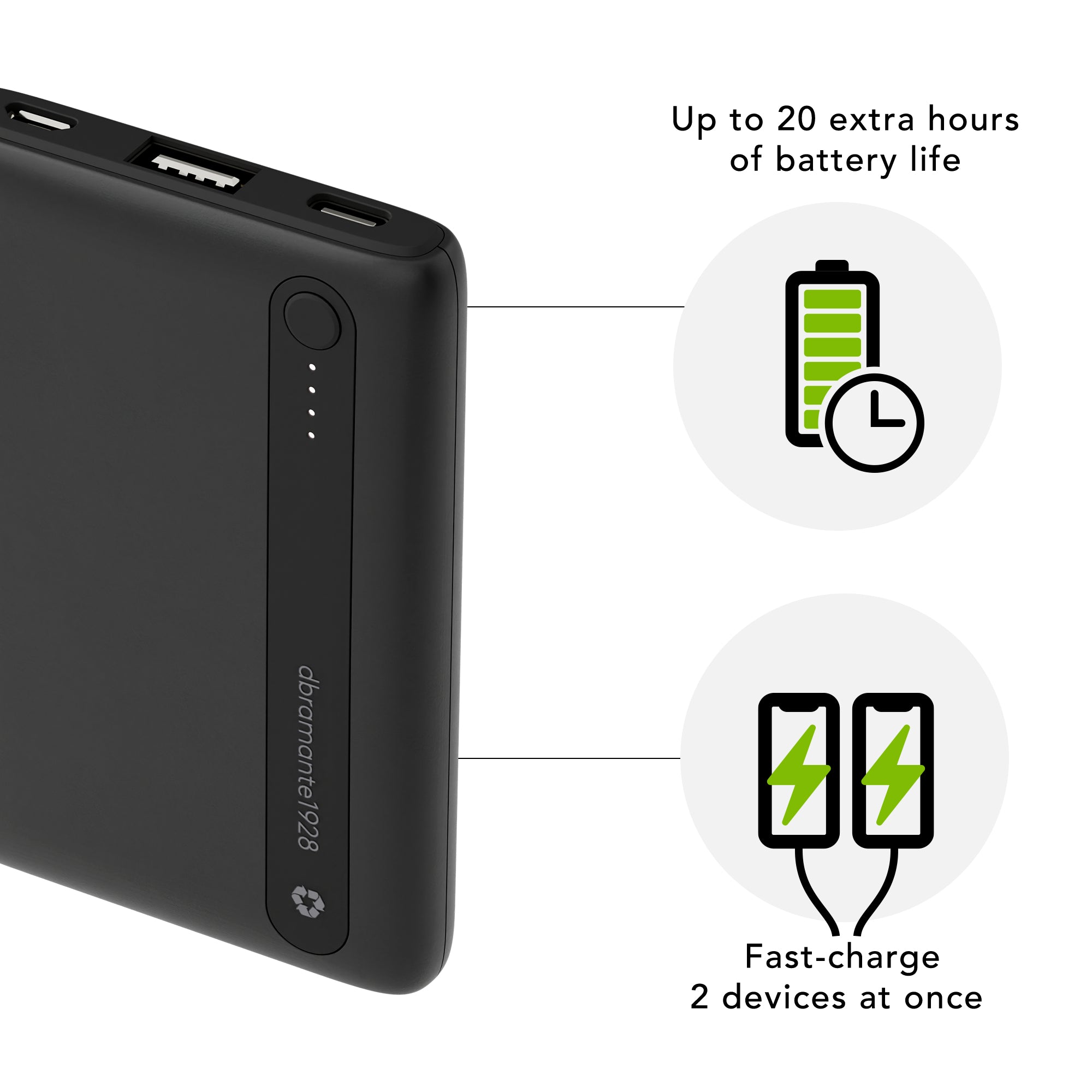 re-charge Power Bank 5.000mAh Black