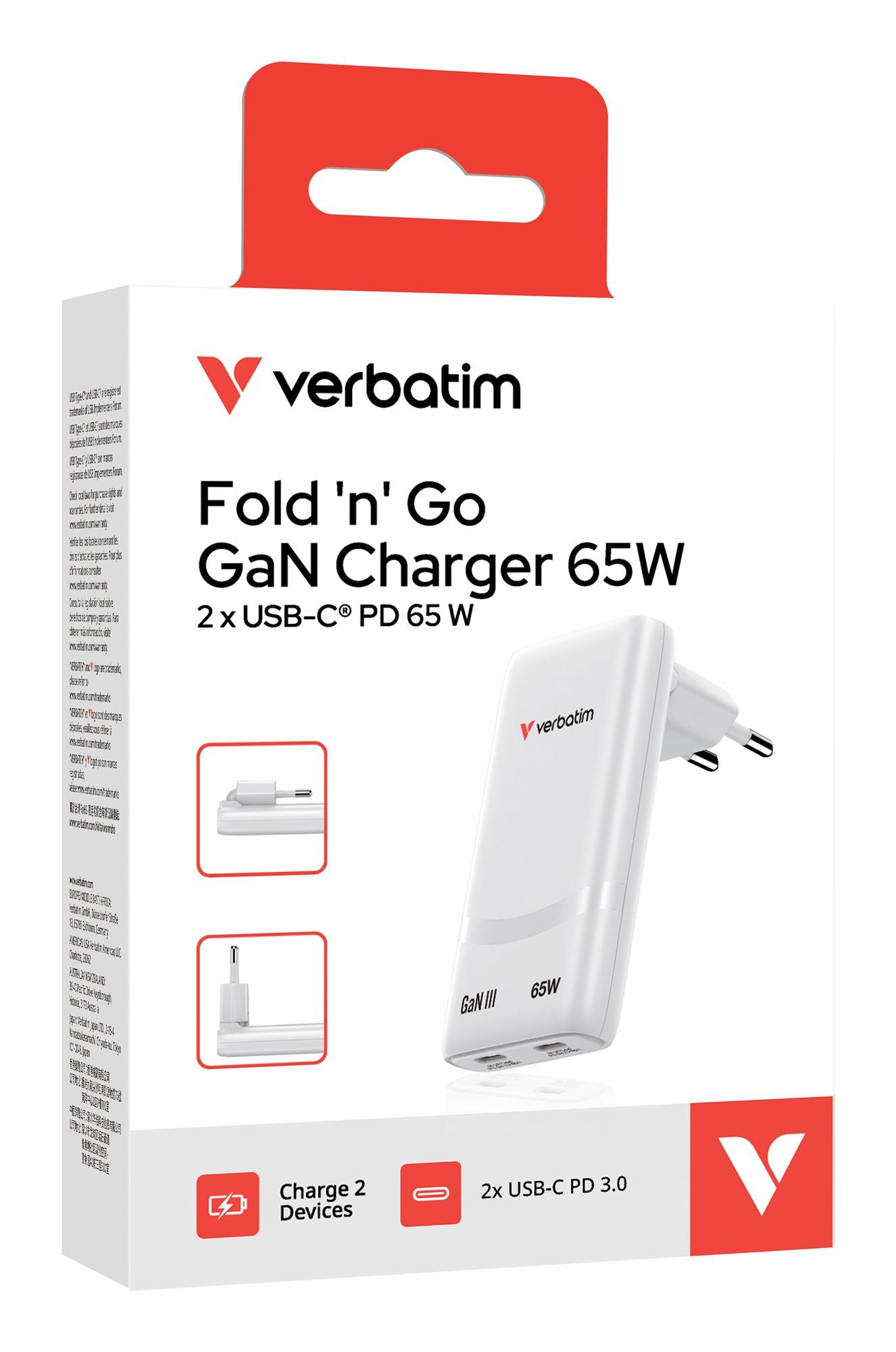 Fold ´n´ Go GaN Charger 65W EU plug Whit