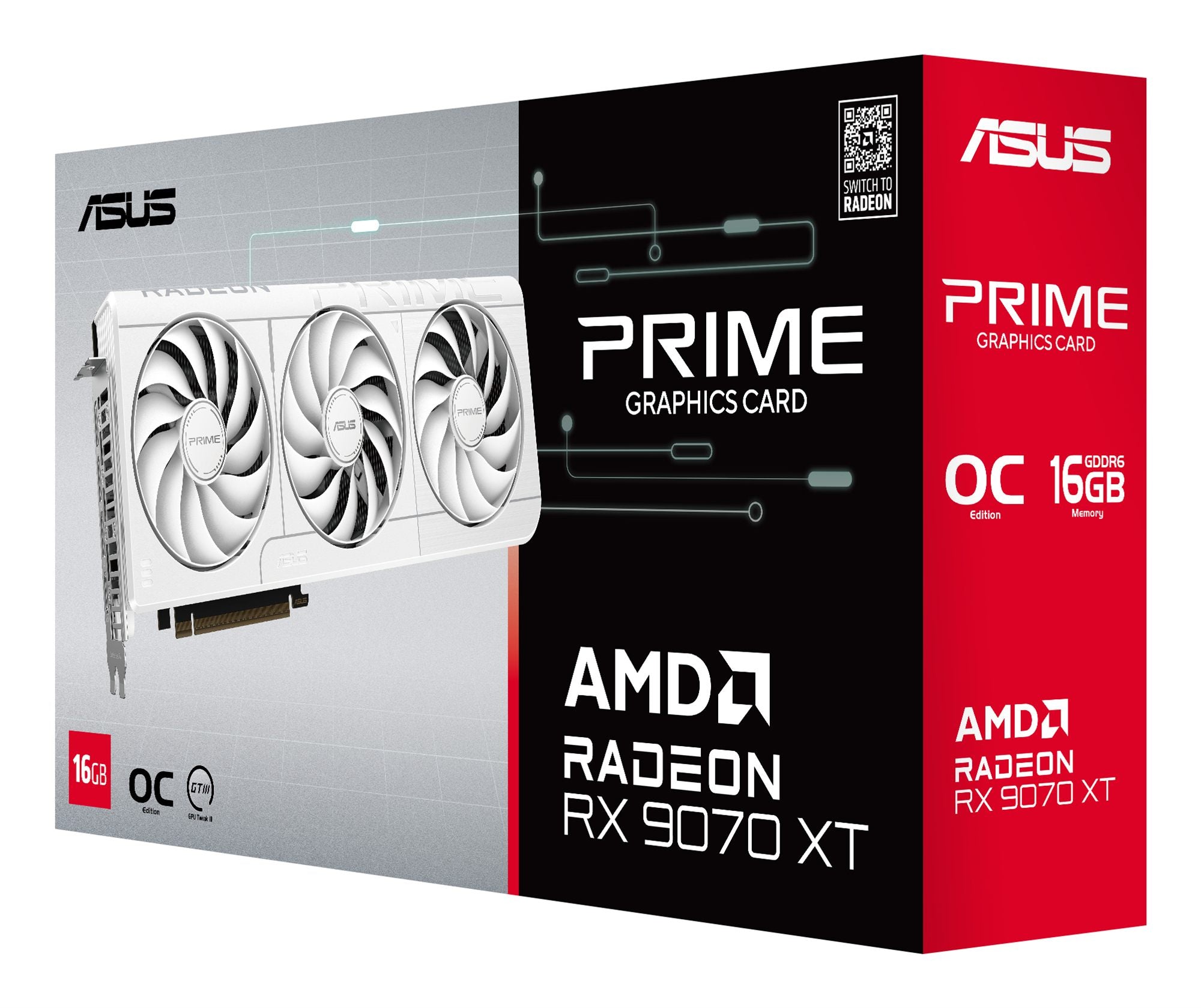 ASUS Prime Radeon RX 9070 XT White OC Edition 16Go GDDR6 Graphics Card PCIe 5.0 HDMI 2.1 DisplayPort 2.1a