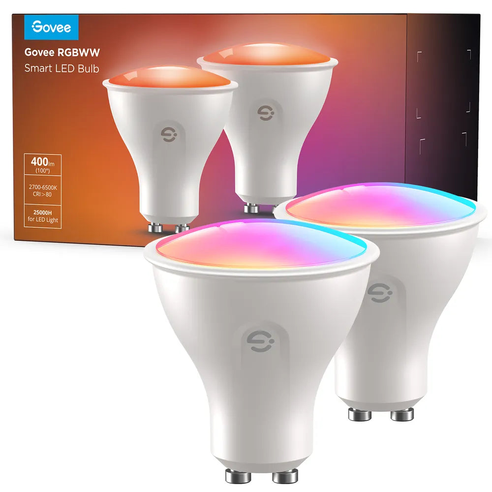 Govee H600D GU10 Ampoule 2-pack | Ampoule intelligente RGBWW | 400 lm, Wi-Fi, Bluetooth
