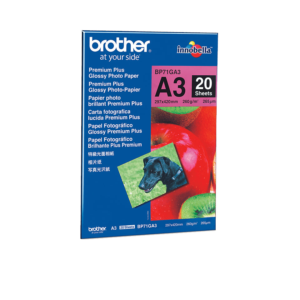 BROTHER BP-71GA3 brillant photo inkjet 260g/m2 A3 20 feuilles pack de 1