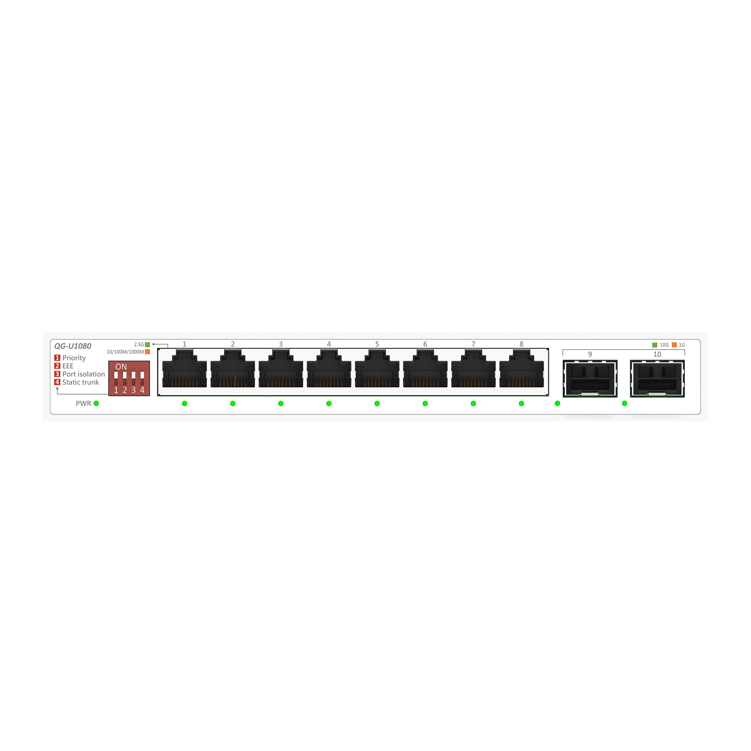 ASUS QG-U1080 Commutateur non administrable 5 ports 2.5G et 2 ports 10G SFP+ prenant en charge 4 modes intelligents
