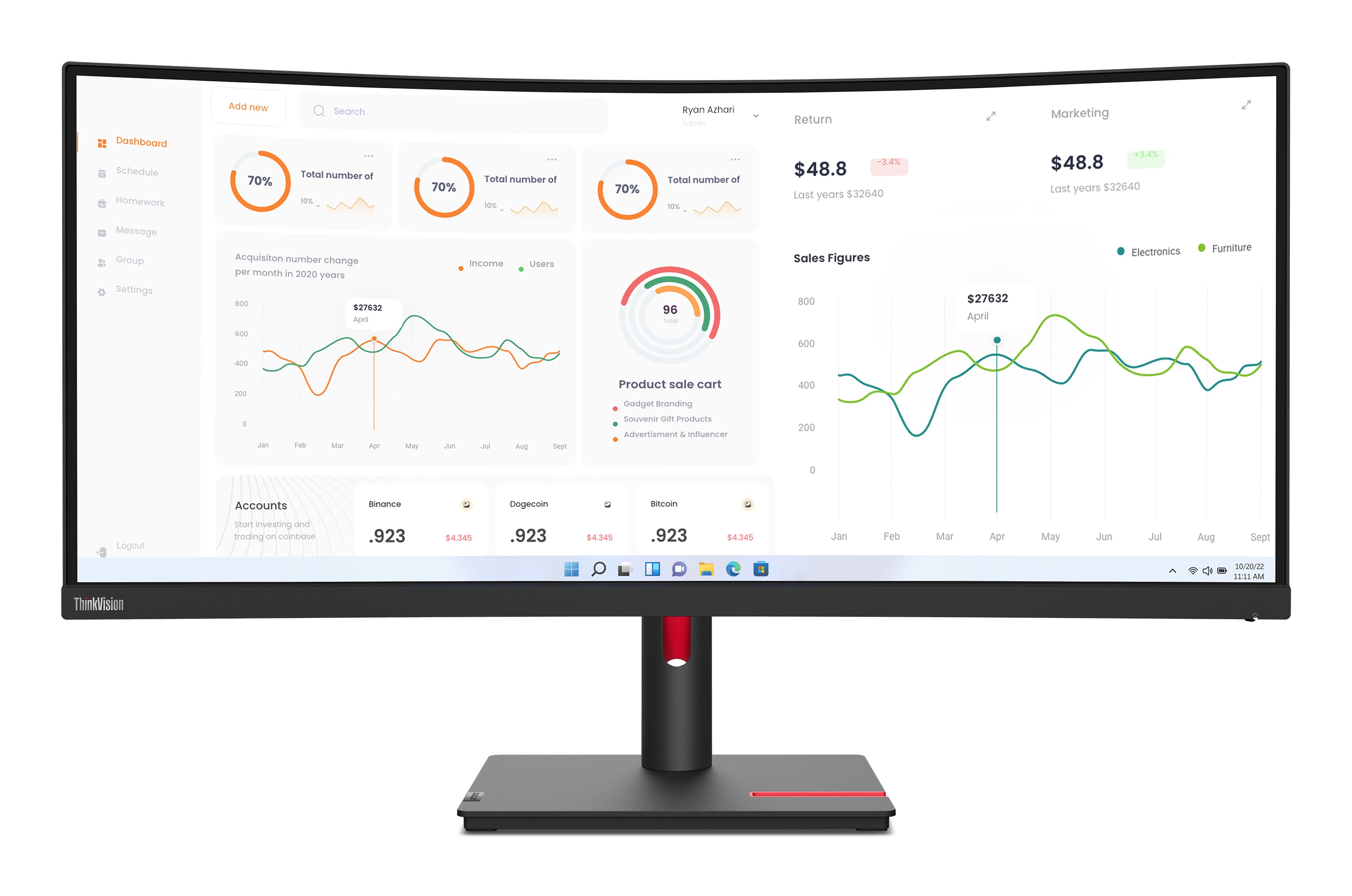 LENOVO T34w-30 34p WQHD VA 21:9 Monitor HDMI DP
