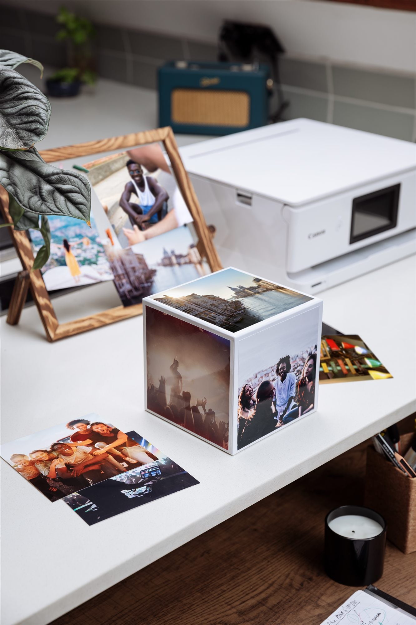 CANON pp-201 Ink Cartridge 5x5 Photo Cube Creative Pack White Pink