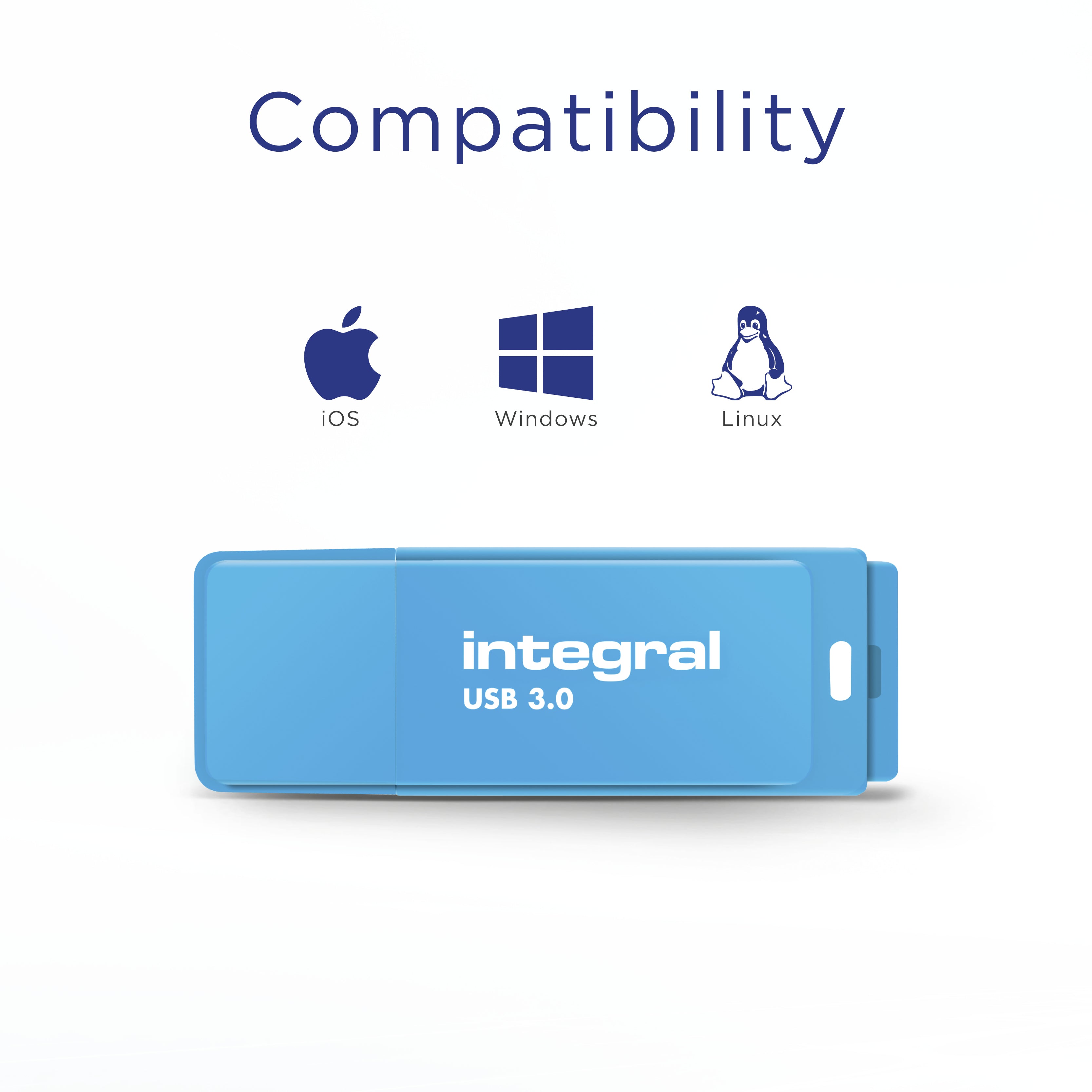 CLE USB 3.0 NEON BLEUE 128GB 20MB/s en