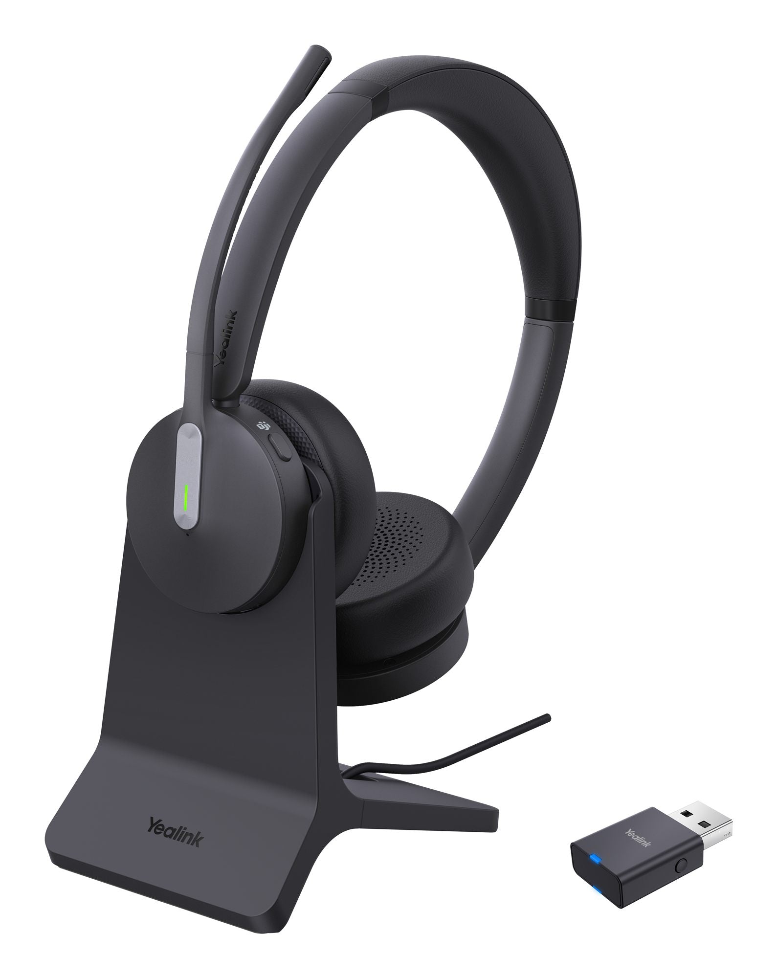 Yealink WH64 Hybird Dual with Charging Stand Teams Sans fil Arceau Bureau/Centre d'appels USB Type-C Bluetooth Socle de chargement Noir