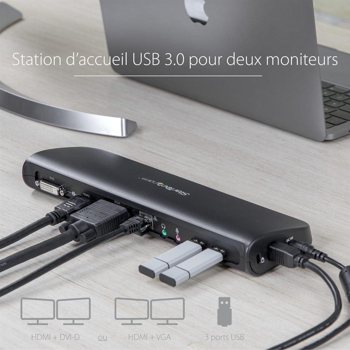 Universal Dual Monitor USB 3 Laptop Dock