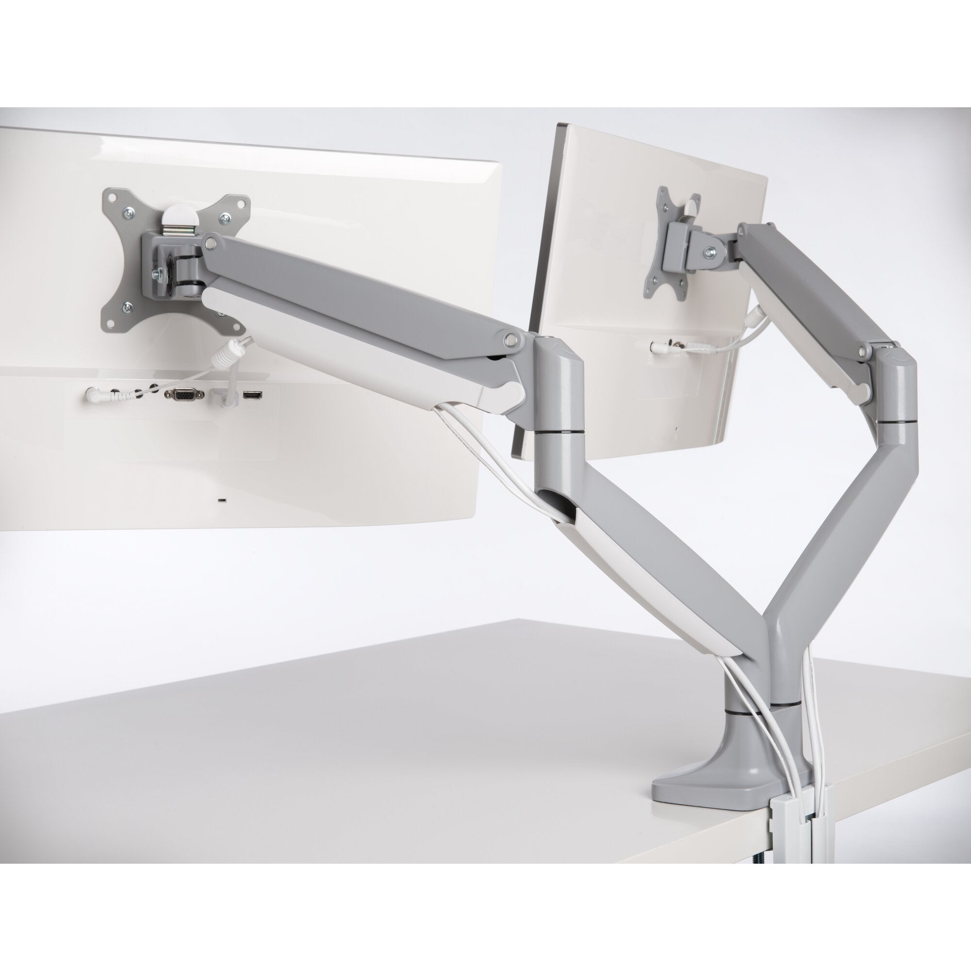 One-touch Height Adjust dual monitor arm