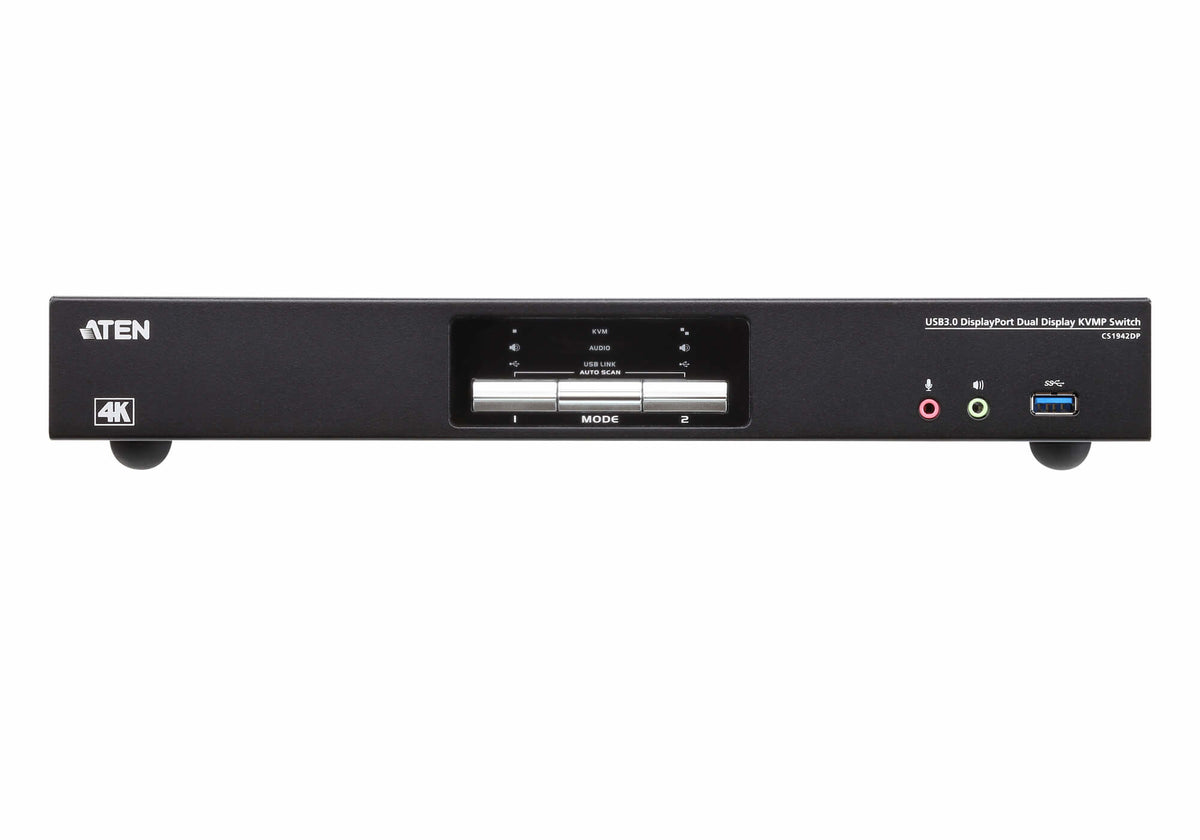 Commutateur KVMP™ deux affichage DisplayPort 4K 2 ports USB 3.0 - 4096 x 2160 pixels - Ethernet/LAN - 4K Ultra HD - 3,48 W - Noir