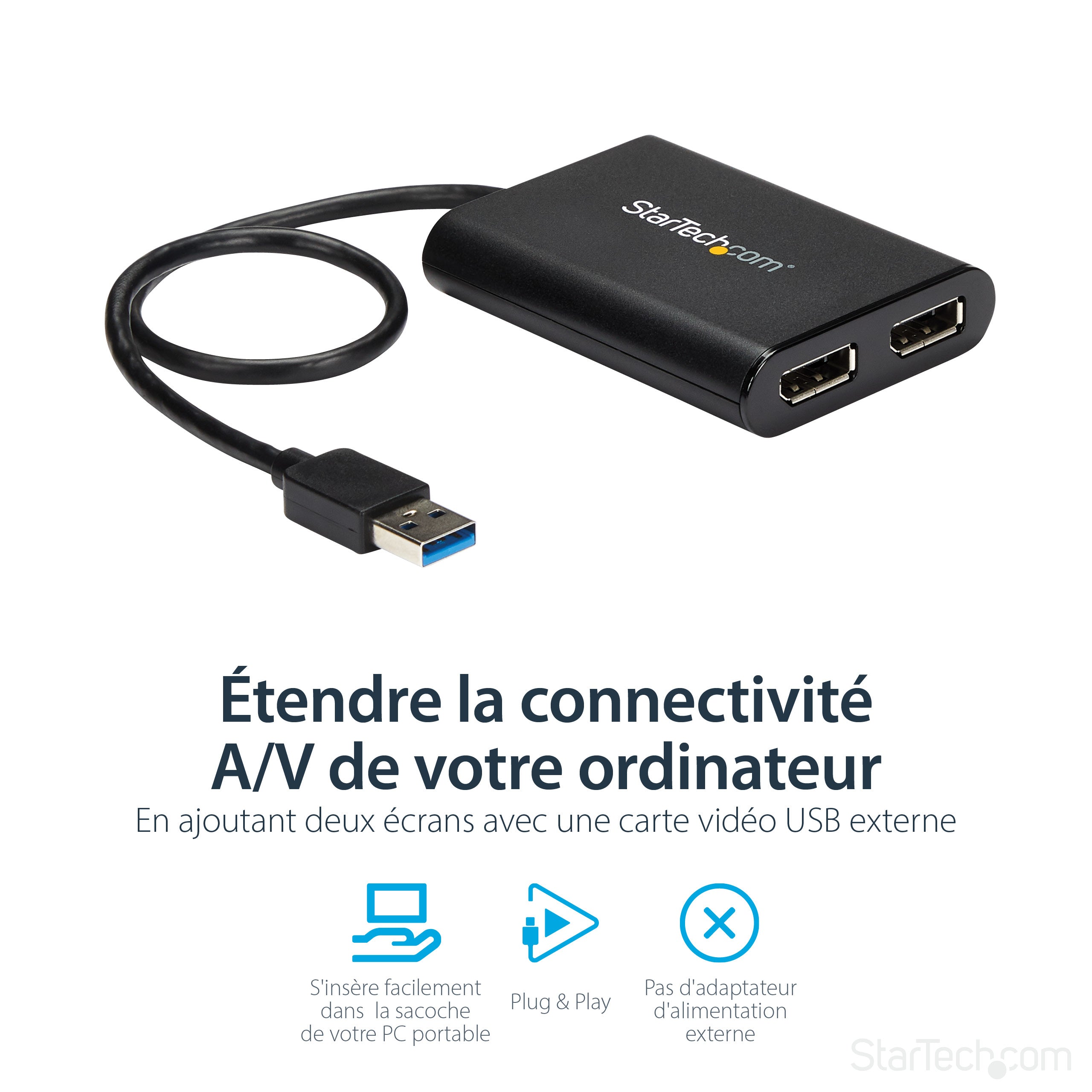 Adapter USB to Dual DisplayPort 4K 60Hz