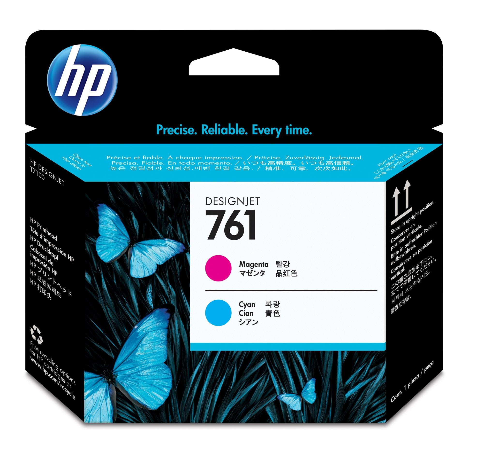 HP 761 original printhead CH646A magenta and cyan 1-pack