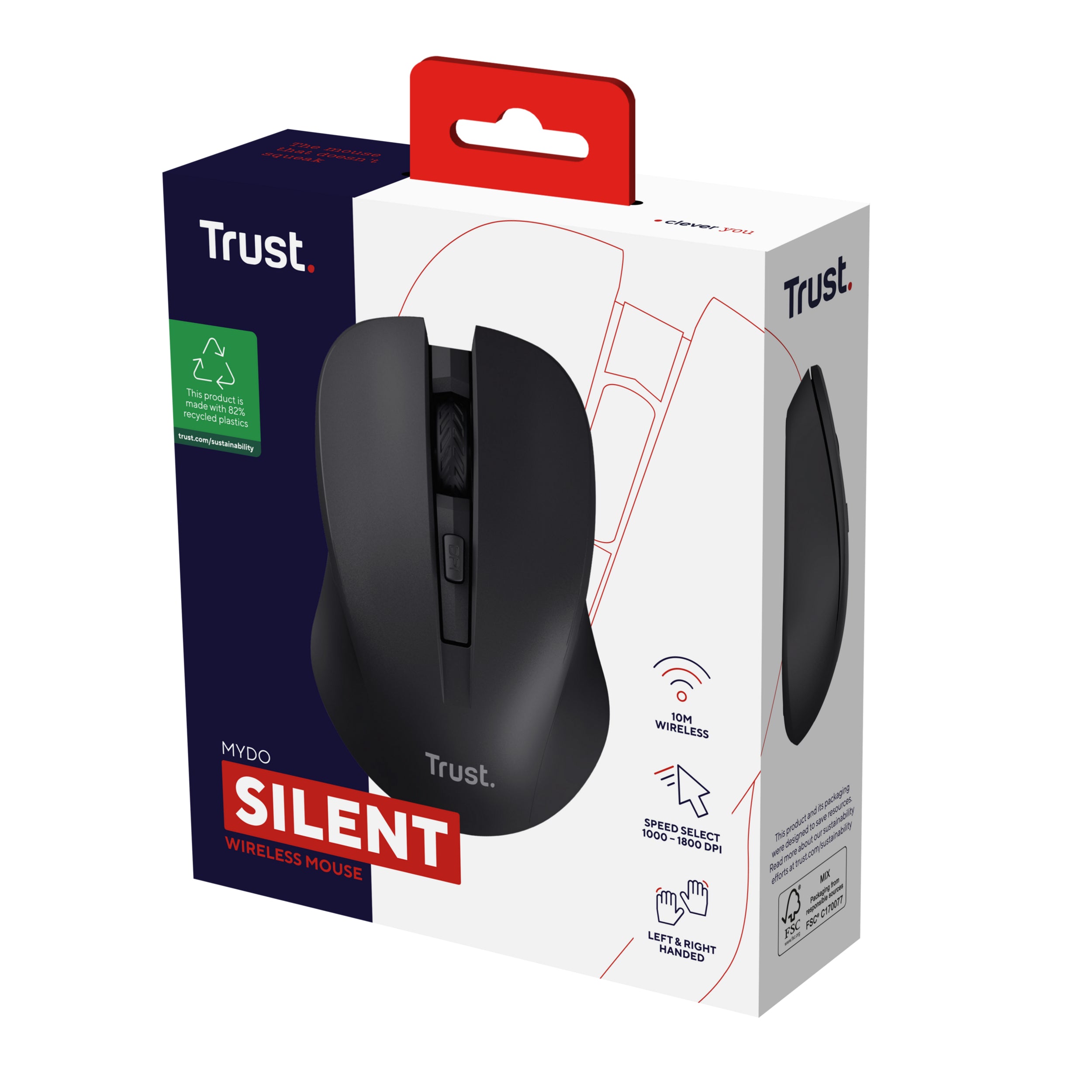 TRUST Souris sans fil silencieuse MYDO SILENT Noire - ECO