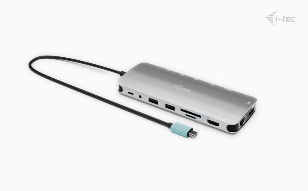 I-TEC USB-C Metal NanoDock 2xHDMI 1xUSB-C Video 1xGLAN 1xAudio/Mic 1xSD/microSD 1xUSB 3.2 3xUSB-C 3.2 Gen2 2xUSB 2.0 PD140W+charger