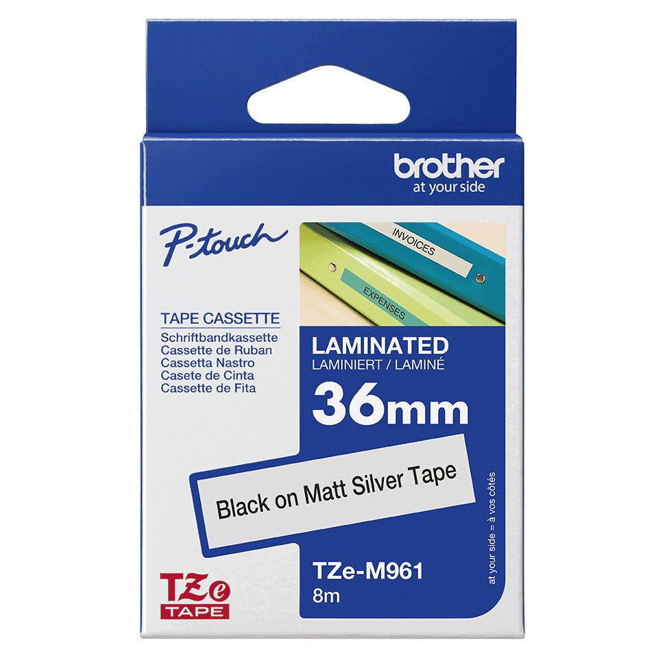 BROTHER P-TOUCH TZE-M961 noir sur silver-matt 36mm pack de 1