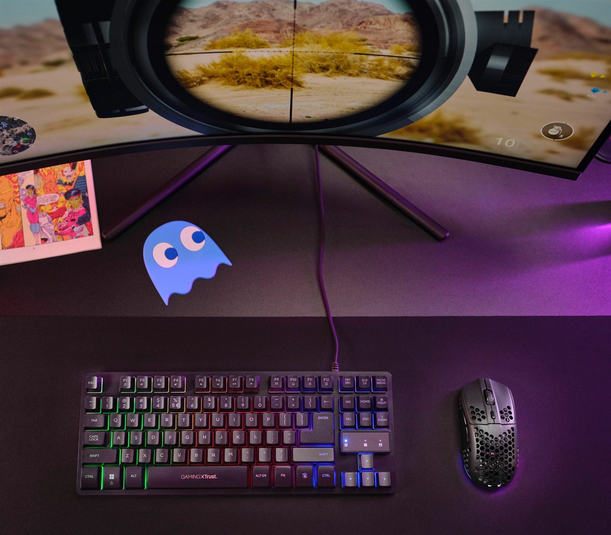 TRUST Souris gaming sans fil HELOX ultra légére - Noire