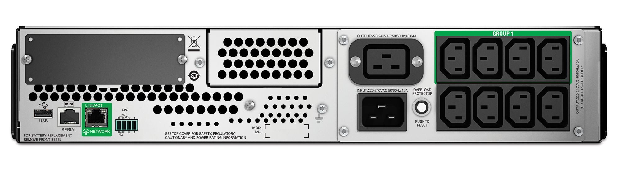 APC Smart-UPS SMT 2200VA LCD RM with SmartConnect UPS Rack AC 230V 1980Watt 2200VA RS-232 USB output connectors 9 2U