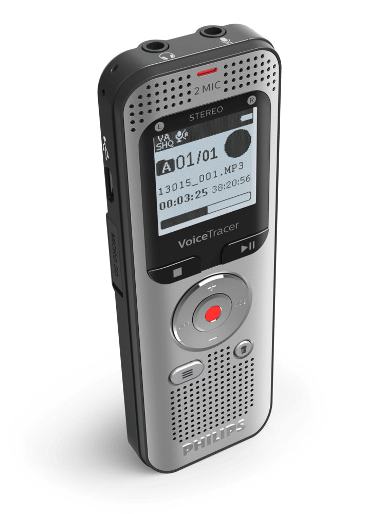PHILIPS Dictaphone VoiceTracer DVT2050 : Optimisé pour les notes 8Go, 2 Mic, 50h