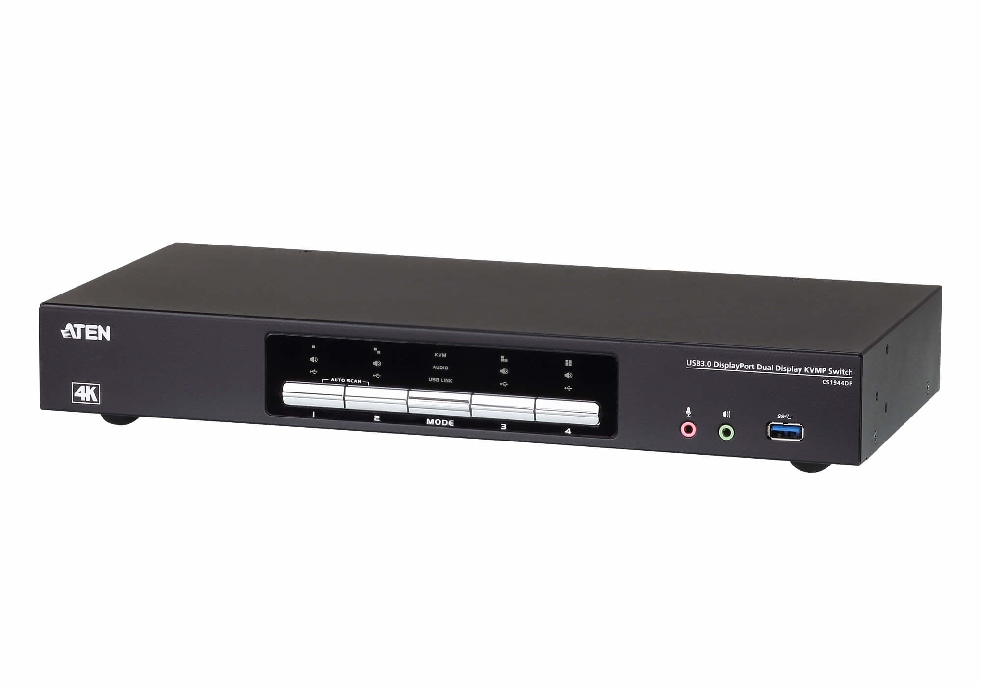 Commutateur KVMP™ deux affichage DisplayPort 4K 4 ports USB 3.0 - 4096 x 2160 pixels - Ethernet/LAN - 4K Ultra HD - 6,125 W - Noir