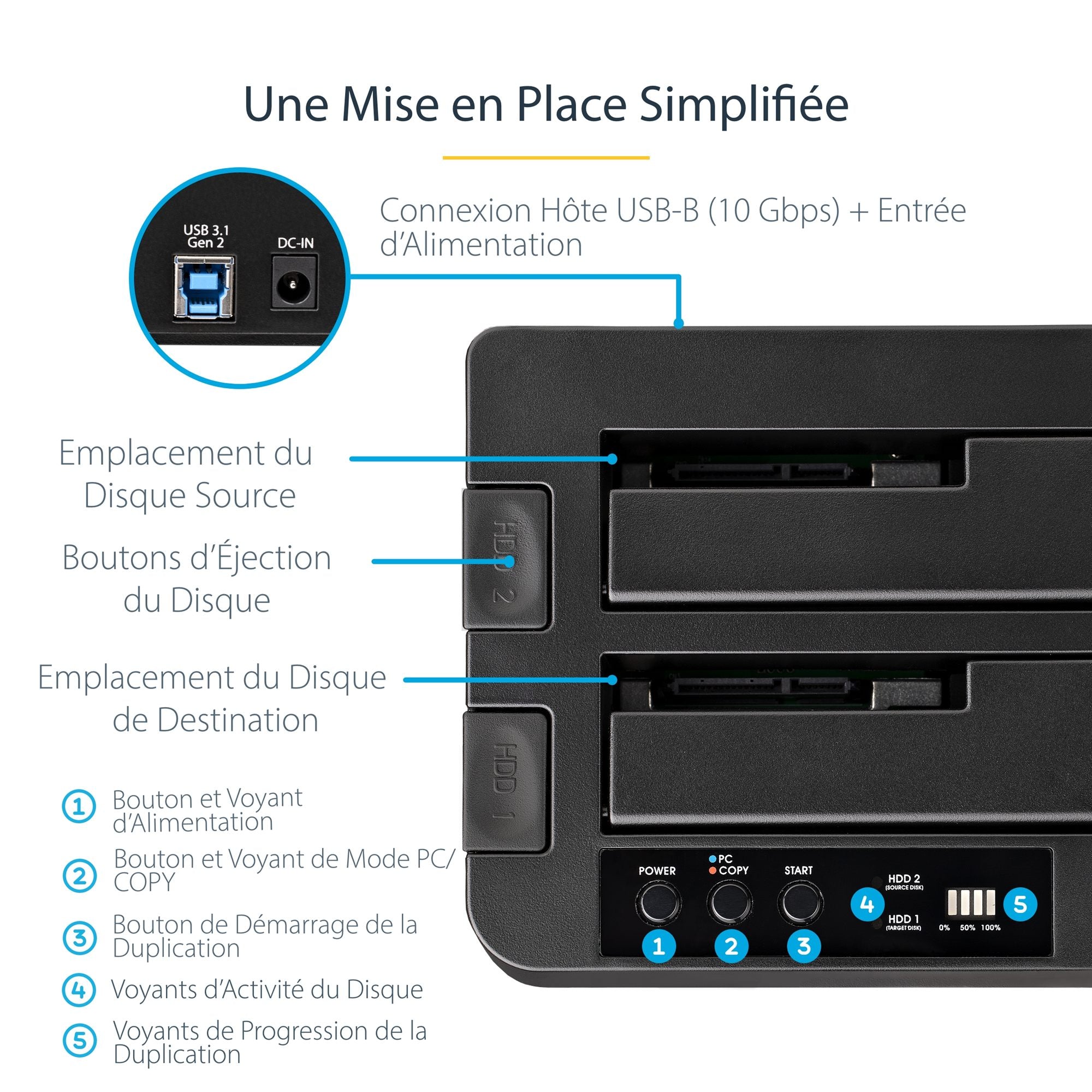 USB 3.1 HDD Duplicator Dock SSD/HDD