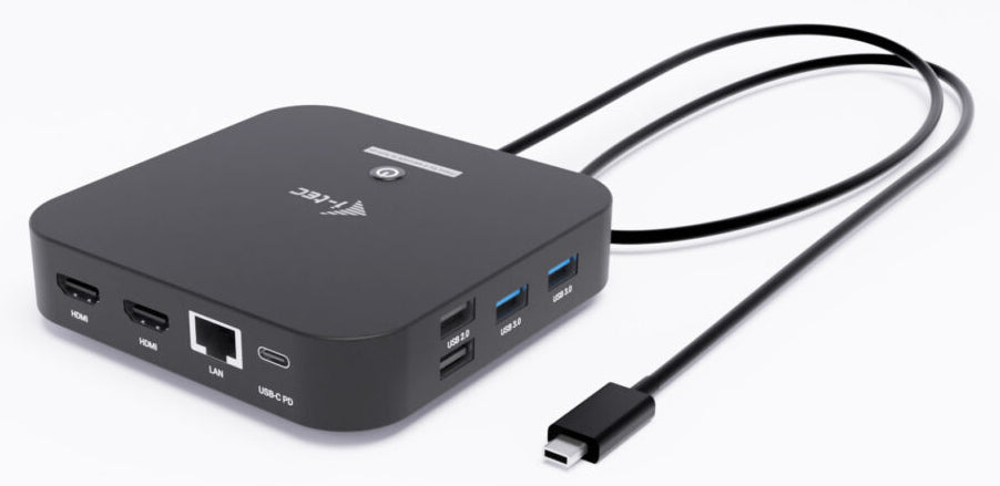 I-TEC USB-C Dual HDMI DS 2xHDMI 1xGLAN 2xUSB-A 3.2 2xUSB 2.0 1xUSB-C Gen2 1xUSB-C Gen1 1xAudio/Mic Jack 1x100W USB-C PD+Charger 100W