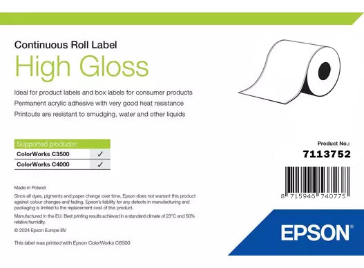 Epson High Gloss Label Imprimante d'étiquette adhésive
