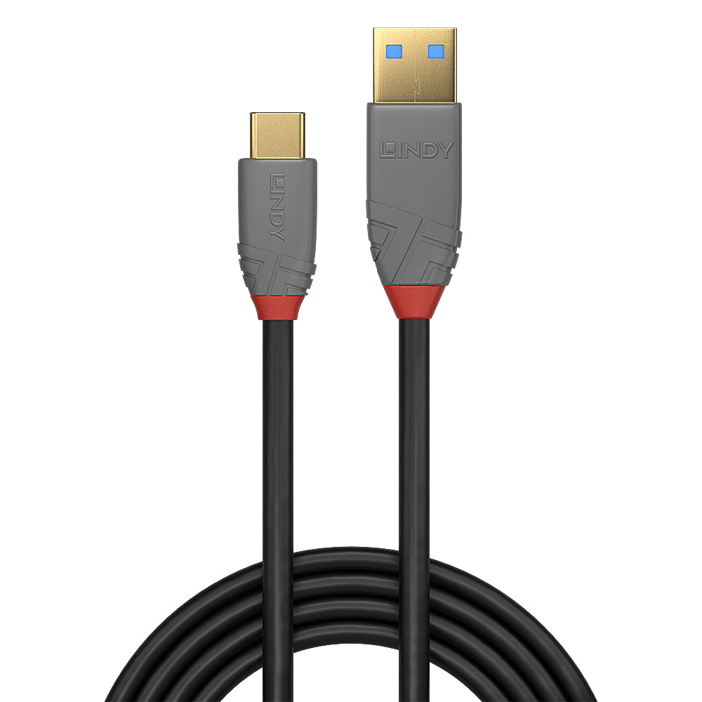 LINDY 2m USB 3.2 Type A to C Cable 5A PD Anthra Line