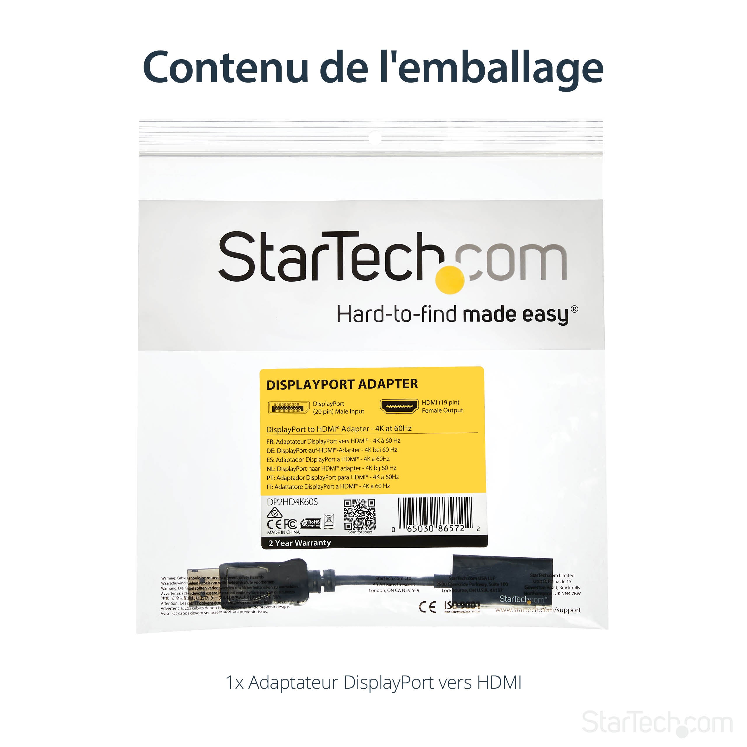 DisplayPort to HDMI Adapter - 4K 60Hz
