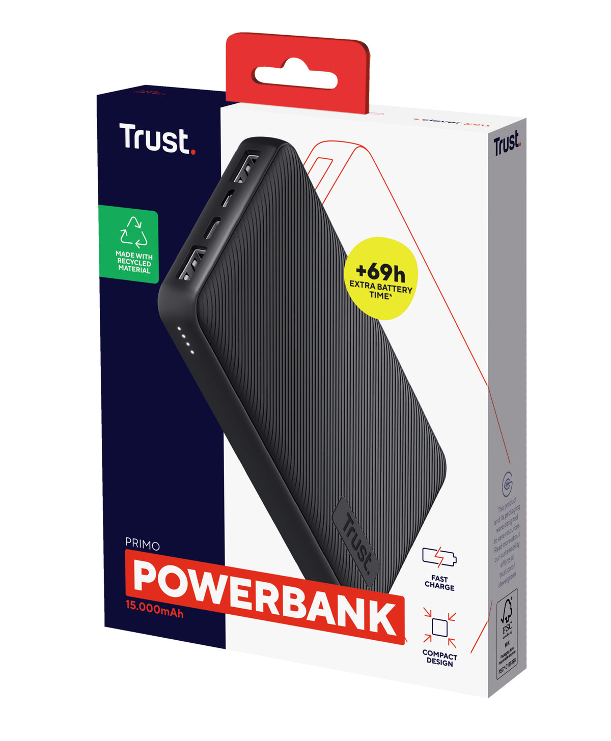 TRUST Powerbank PRIMO 15.000 mAh ECO - Black