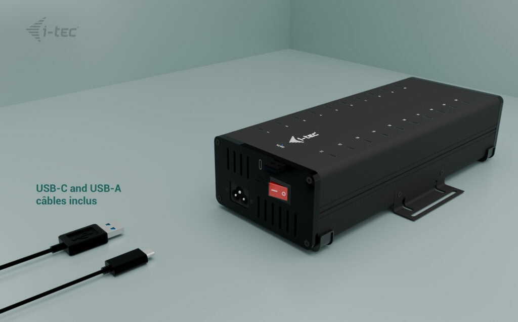 I-TEC USB-C/USB-A Metal Charging+Data HUB 15W per port 20x USB-C integrated power adapter 360W
