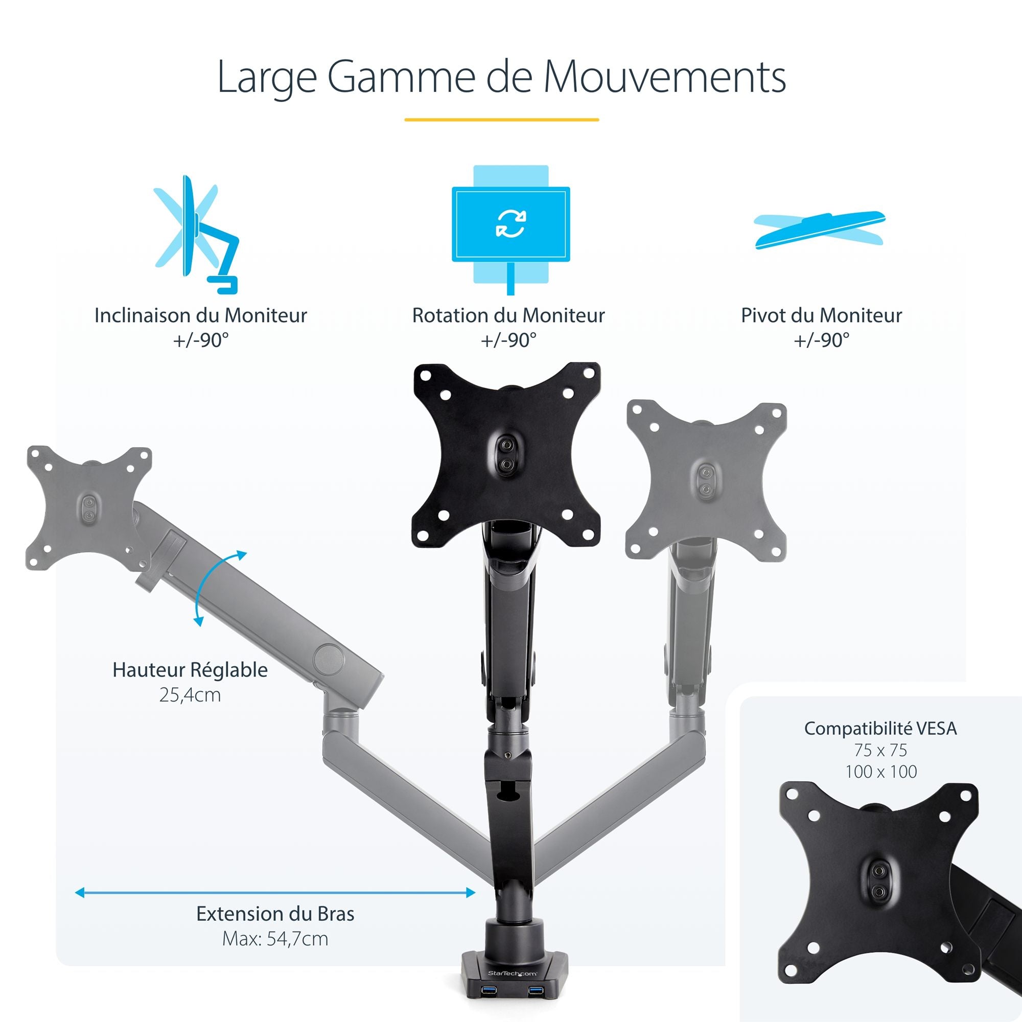 Desk Mount Monitor Arm w/USB - 34in LCD