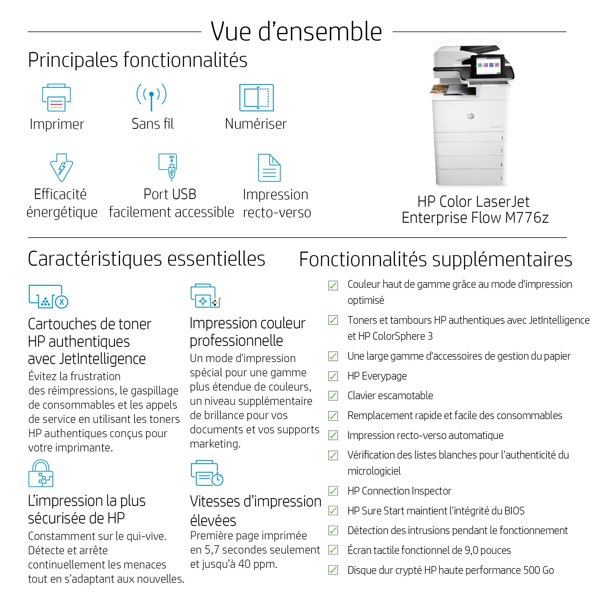 HP LaserJet Enterprise Flow MFP M776z MFP colour laser 297x864mm 46ppmcopy 46ppmprint 2300 sheets USB 2.0 LAN Wi-Fi USB 2.0