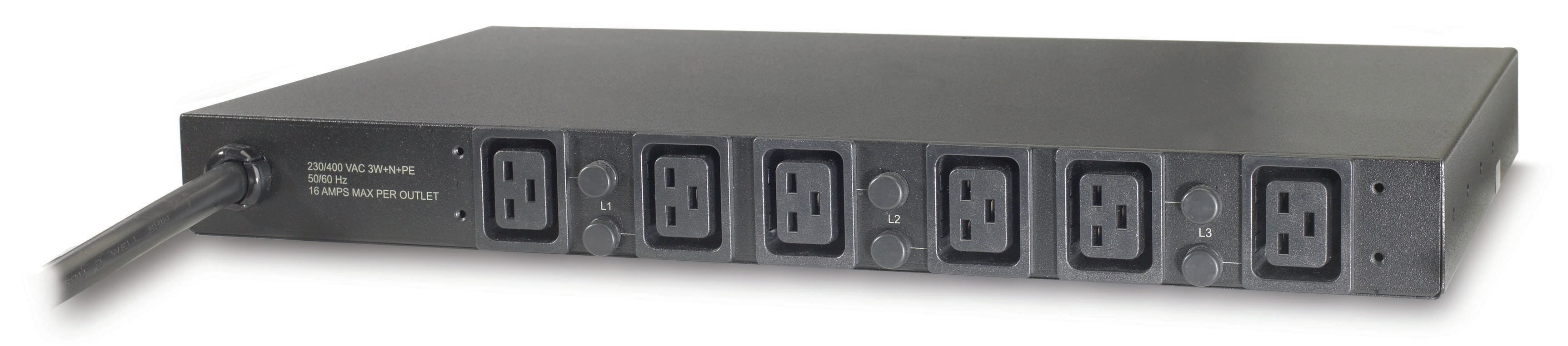 APC Basic Rack PDU Rack AC 400V 22 kW 3-phase input IEC 60309 output connectors 6 IEC 60320 C19 2.44m cord Black