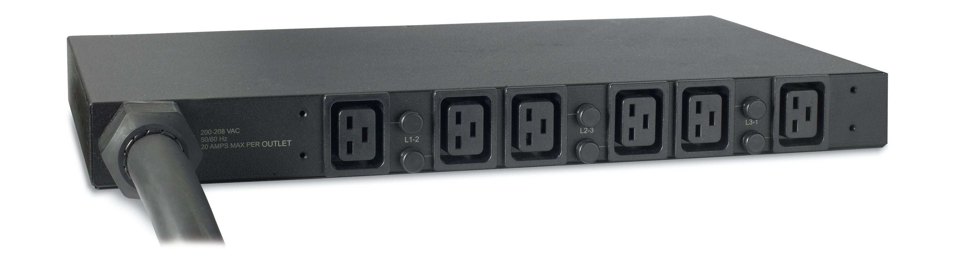 APC Basic Rack PDU Rack AC 400V 22 kW 3-phase input IEC 60309 output connectors 6 IEC 60320 C19 2.44m cord Black
