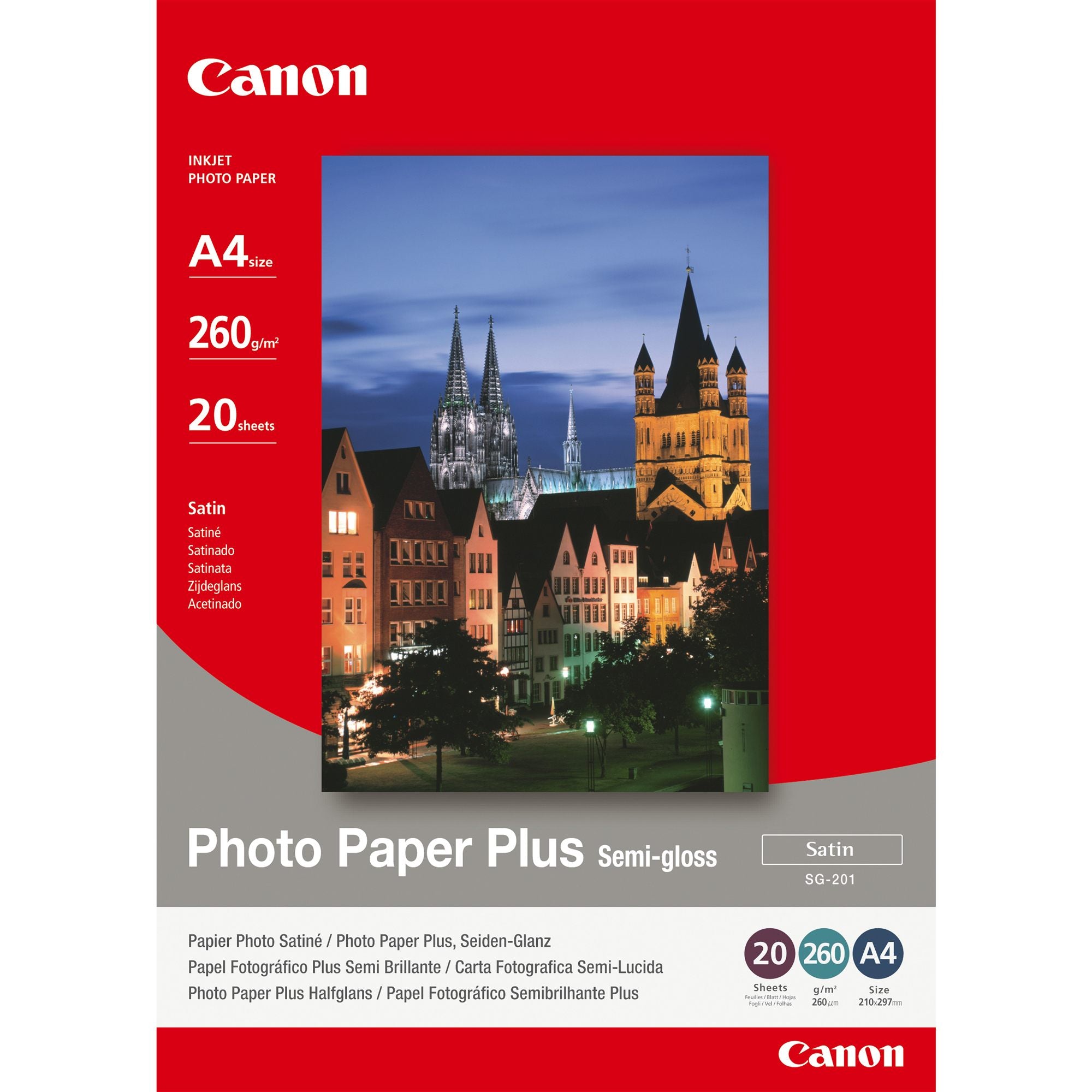 CANON SG-201 semi brillant photo  papier inkjet 260g/m2 A4 20 feuilles pack de 1