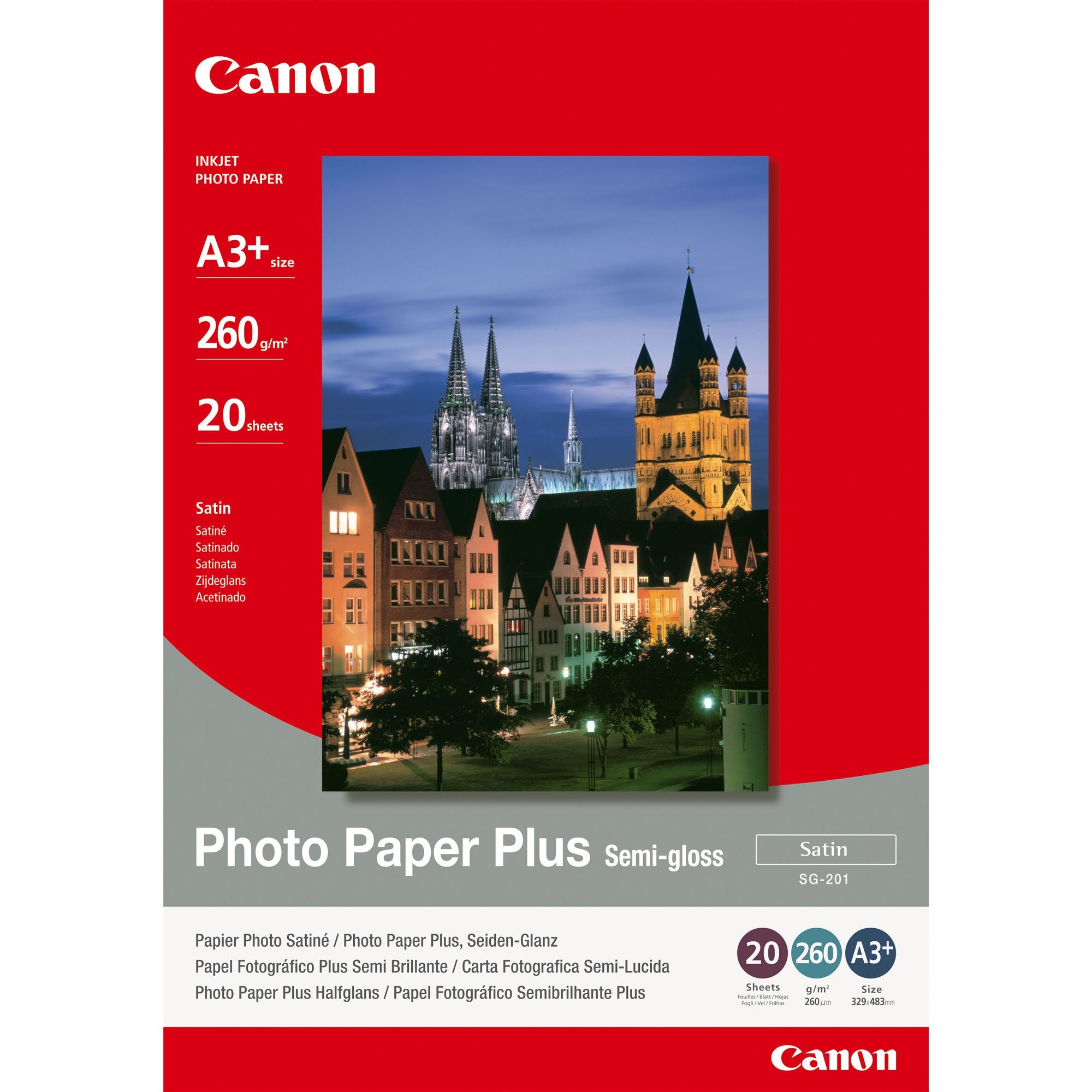 CANON SG-201 semi brillant photo  papier inkjet 260g/m2 A3+ 20 feuilles pack de 1