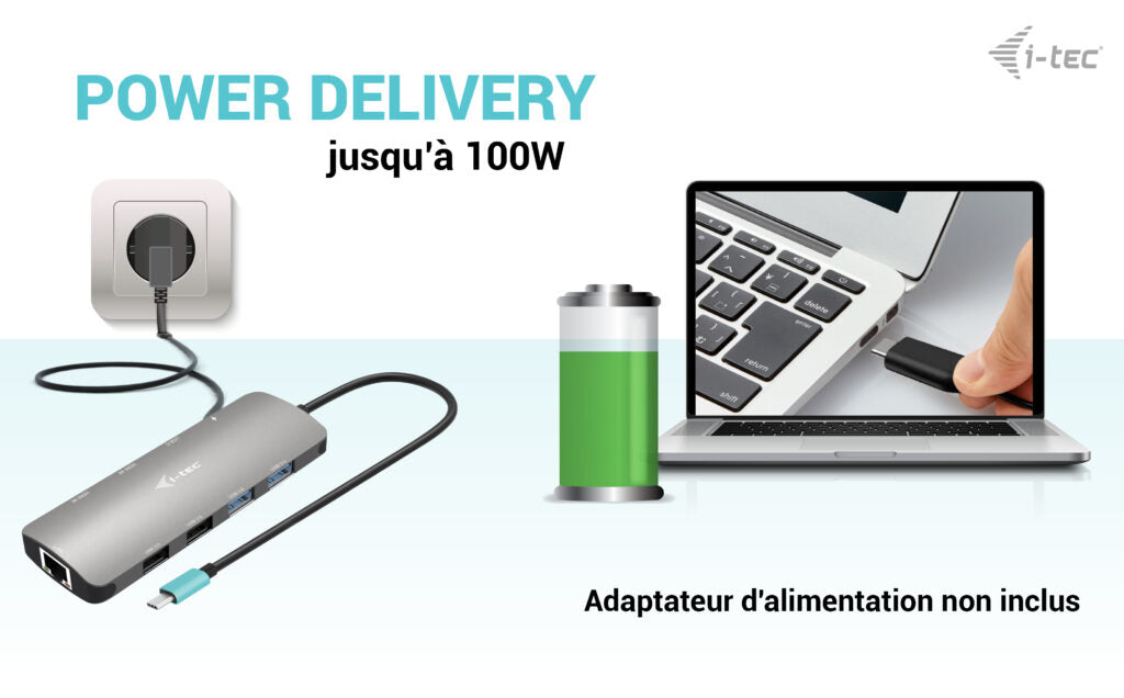 I-TEC USB-C Metal Nano Dock 2x HDMI 1x GLAN 2x USB 3.2 2x USB2.0 1x USB-C 3.2 Gen.1 Data 1x USB-C 100W PD Sans Alimentation