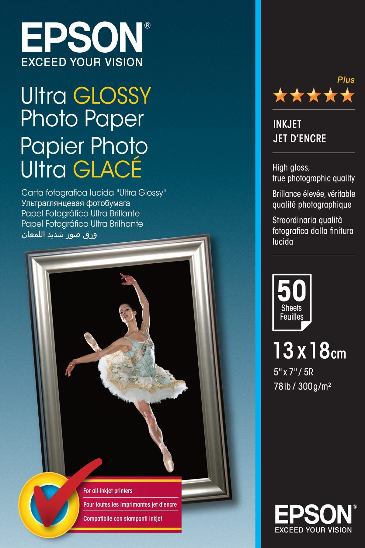 EPSON S041944 Ultra brillant photo  papier inkjet 300g/m2 130x180mm 50 feuilles pack de 1