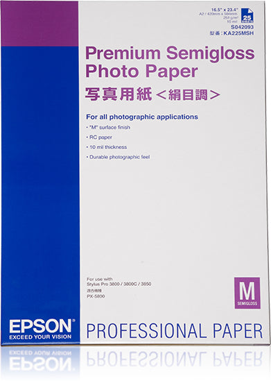 EPSON PREMIUM semi brillant photo  papier inkjet 250g/m2 A2 25 feuilles pack de 1