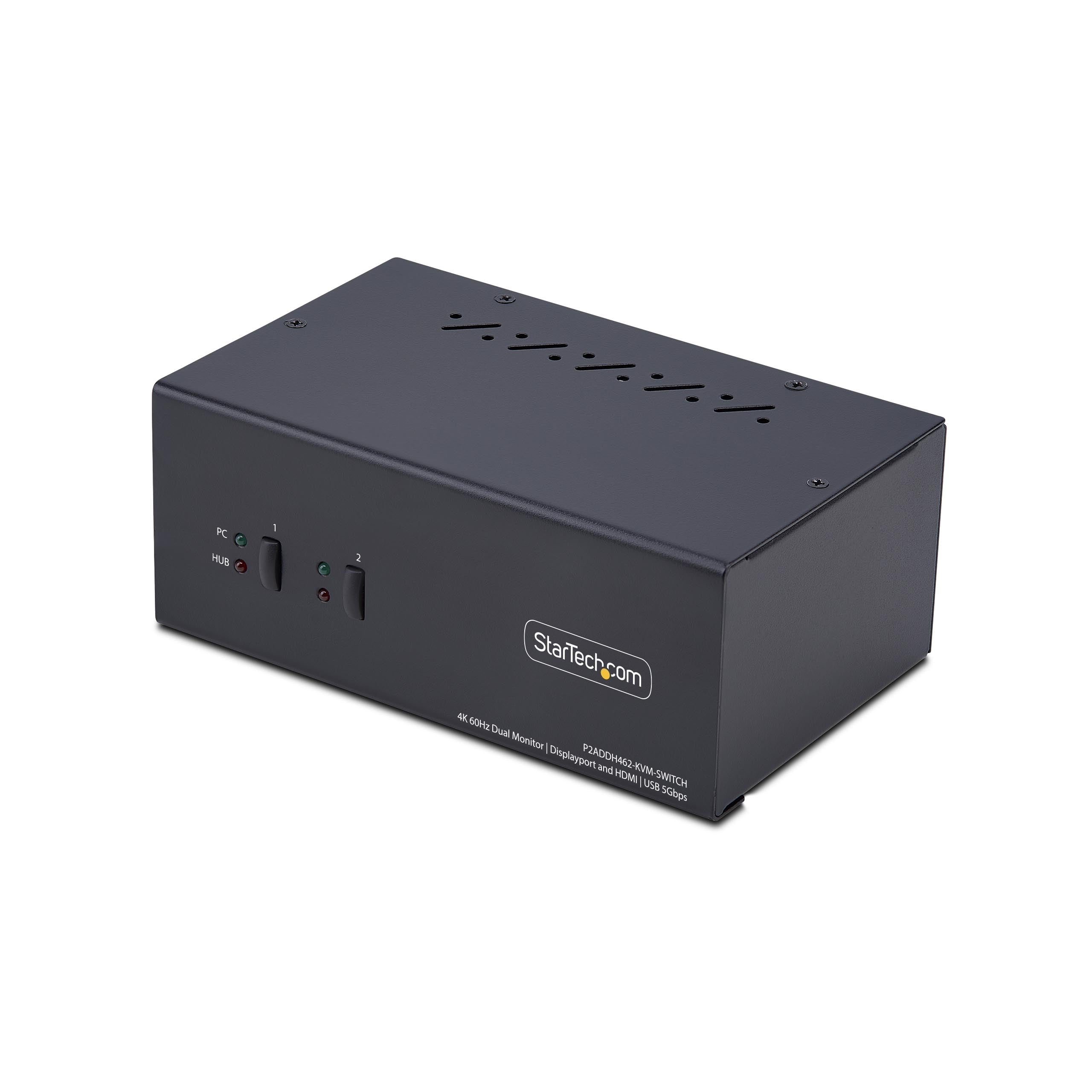 2-Port Dual-Monitor DP+HDMI KVM Switch