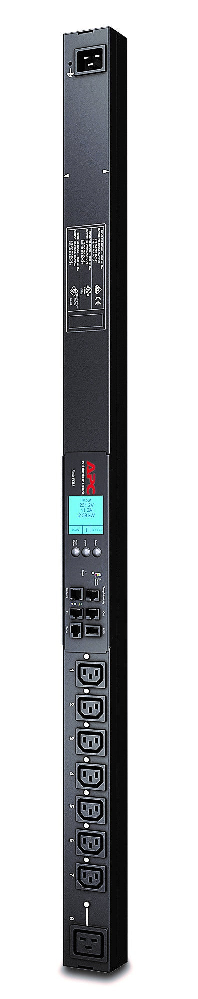 APC Switched Rack PDU 2G Zero U Rack AC 200/208/230V RS-232 input IEC 60320 C20 output connectors 8 Black